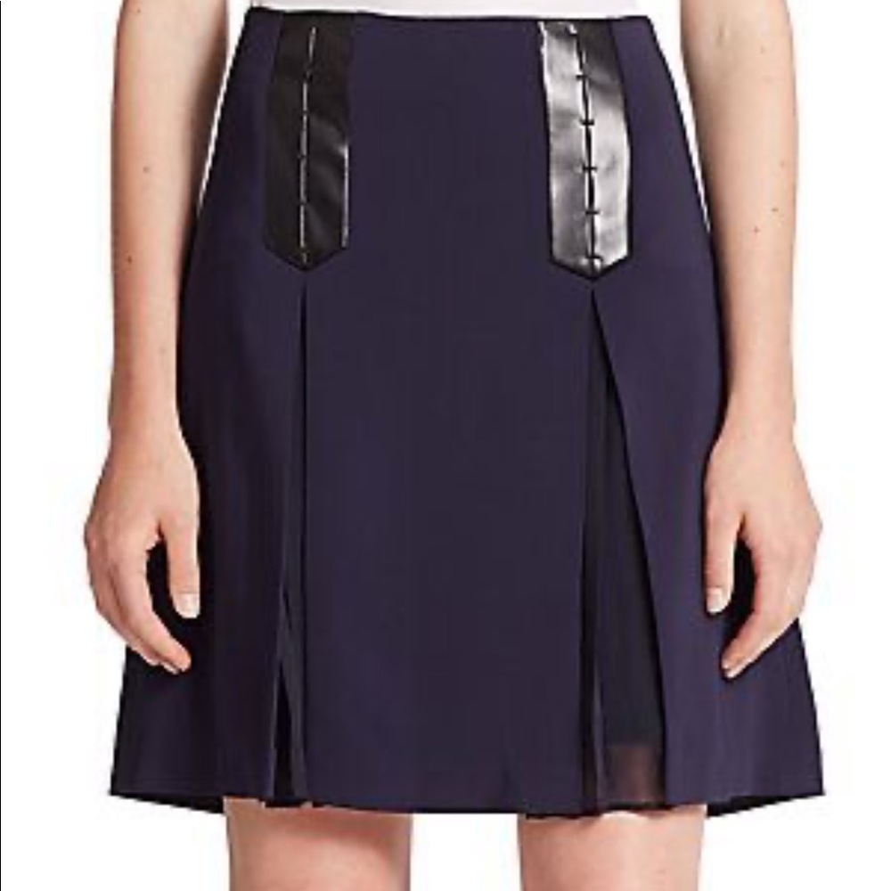 Rebecca Taylor Faux Leather Detail Skirt